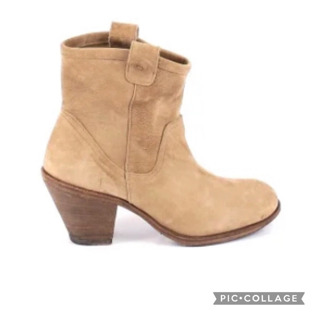 Fiorentini + Baker Leather Chunky Heel Suede Soft Ankle Booties